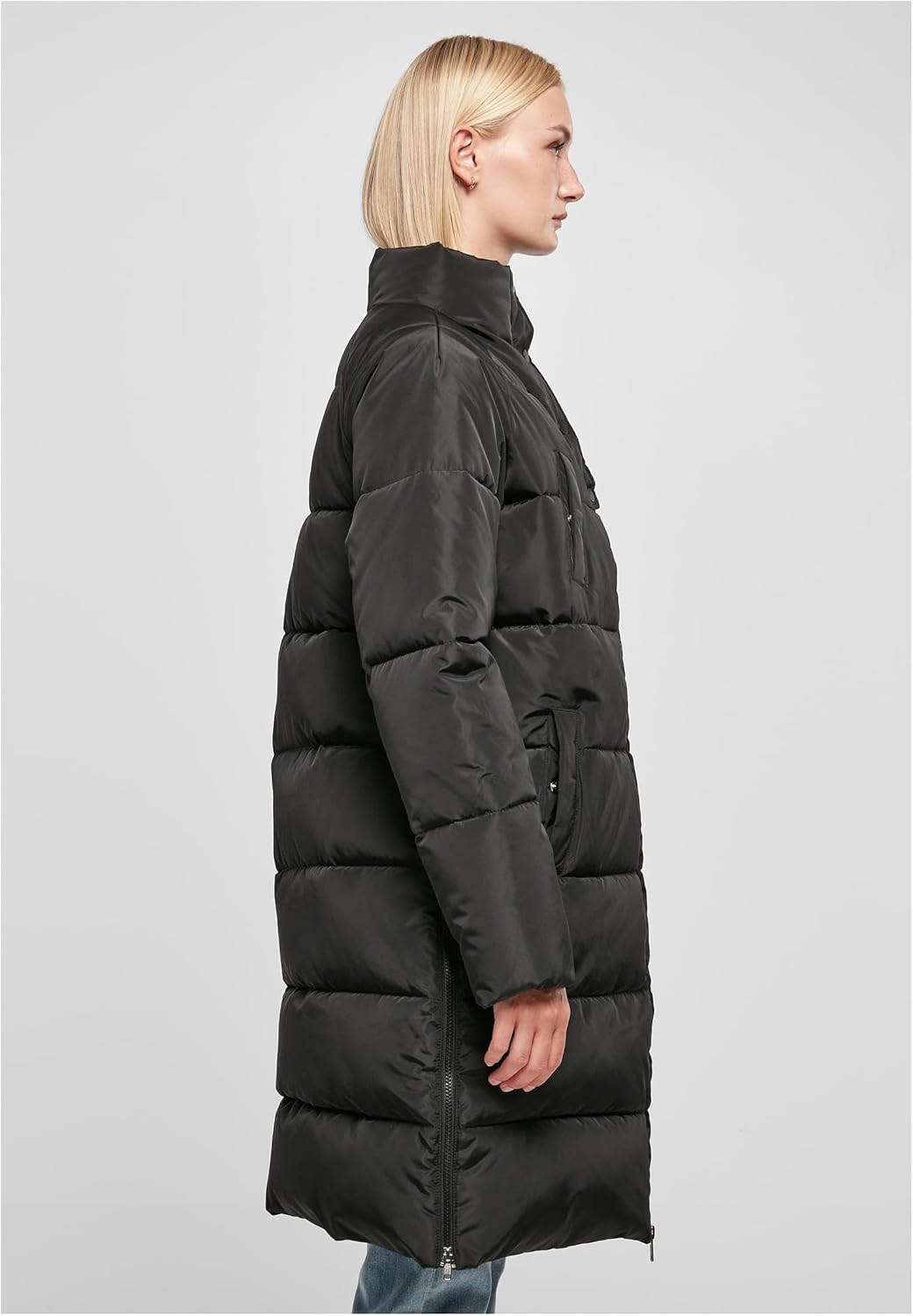 Urban Classics Damen Ladies High Neck Puffer Coat Jacke S Schwarz, S Schwarz