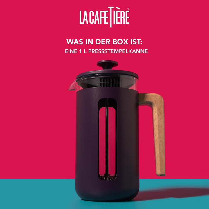 La Cafetière Pisa Kaffeebereiter für 8 Tassen, violett, langlebiger Edelstahl-Kolben, hitzebeständig