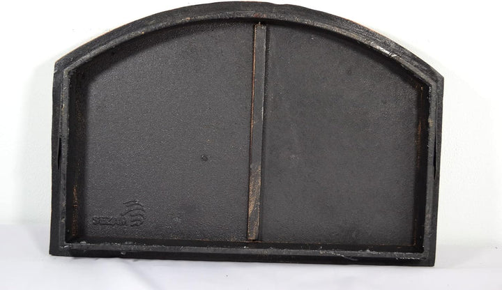 SEZAM doppelte Backofentür aus Gusseisen mit Türriegel, Nietenoptik, Pizzaofentür - Brotofen - Stein