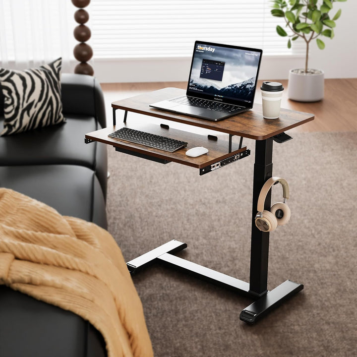 Fydeamer 68 × 50cm Beistelltisch mit Tastaturablage, Sofa-Seite mit Rollen Höhenverstellba Computert