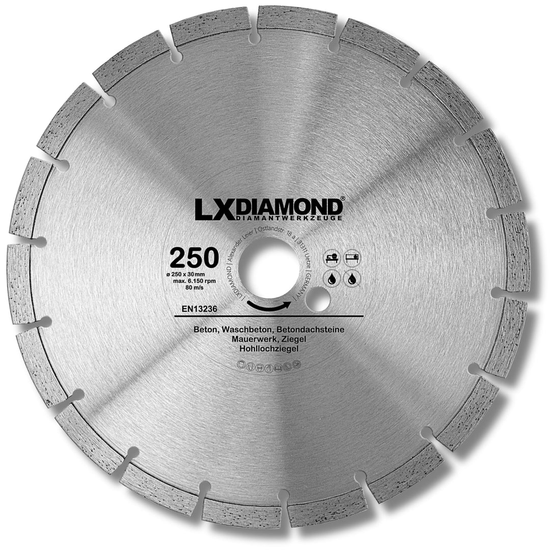 Diamant-Trennscheibe 250mm x 30,0mm - für Schneidetische, Brückensägen - Diamantscheibe zum Trennen