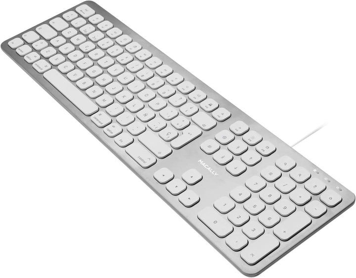 Macally WKEYHUBMB-ES, erweiterte Mac-Tastatur mit Ziffernblock, 2 USB Ports und spanischem Layout, U