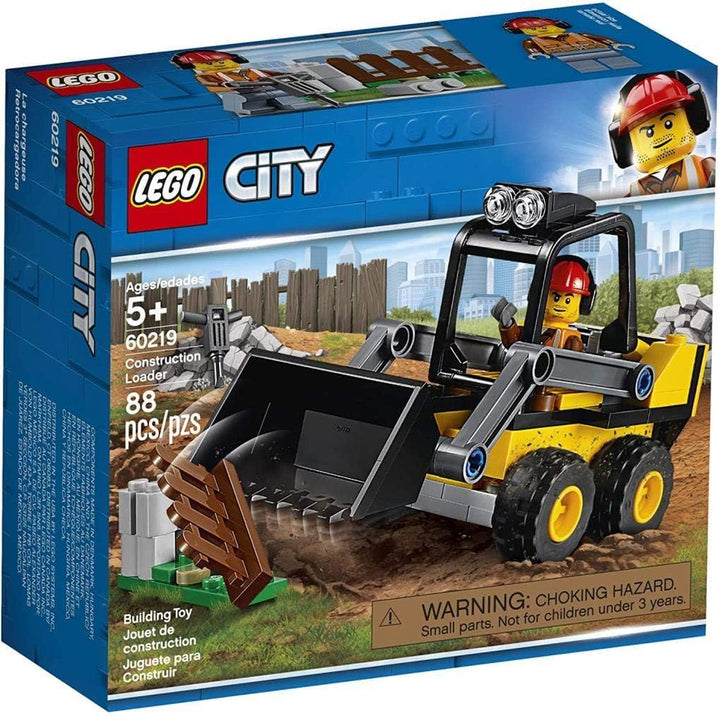 LEGO 60219 City Frontlader, Baumaschinen-Set mit Strassenarbeiter Minifigur