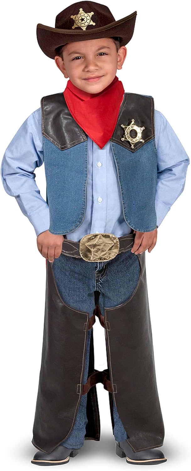 Melissa & Doug 14273 Cowboy-Rollenspiel-Kostüm-Set | Cowboyhut Kostüm | Baby-Cowboy-Outfit | Rollens