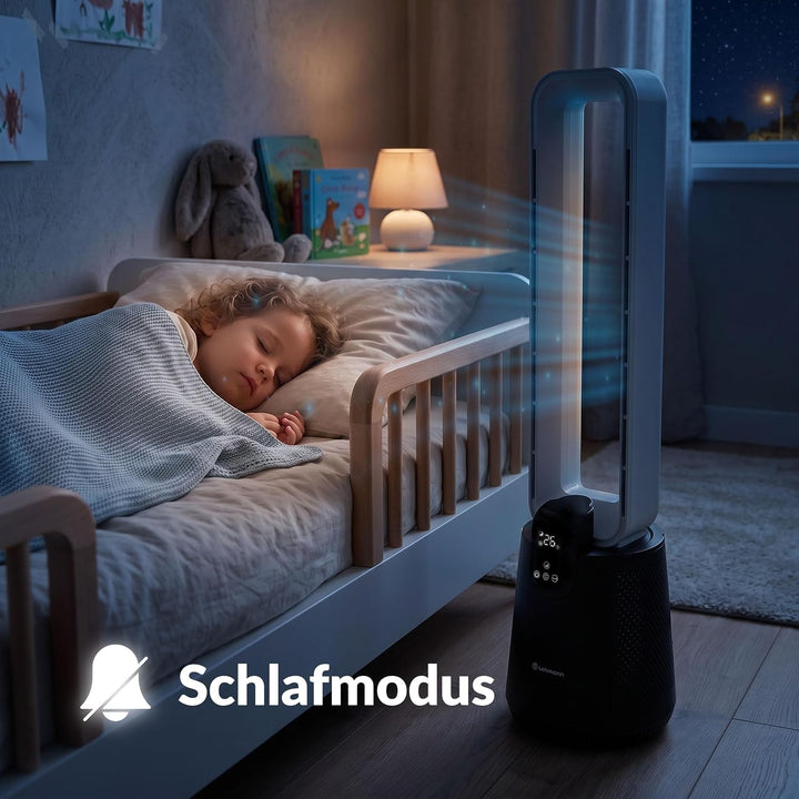 LEHMANN Turmventilator 2-in-1 mit Luftreiniger, 2x Hepa-Filter, leiser Ventilator mit Schlafmodus, 1