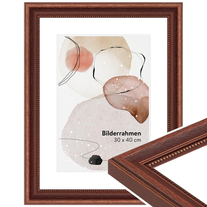 WANDStyle Bilderrahmen 30x60 Braun, Landhausstil Bilderrahmen Holz, hochwertiger Holzbilderrahmen, P