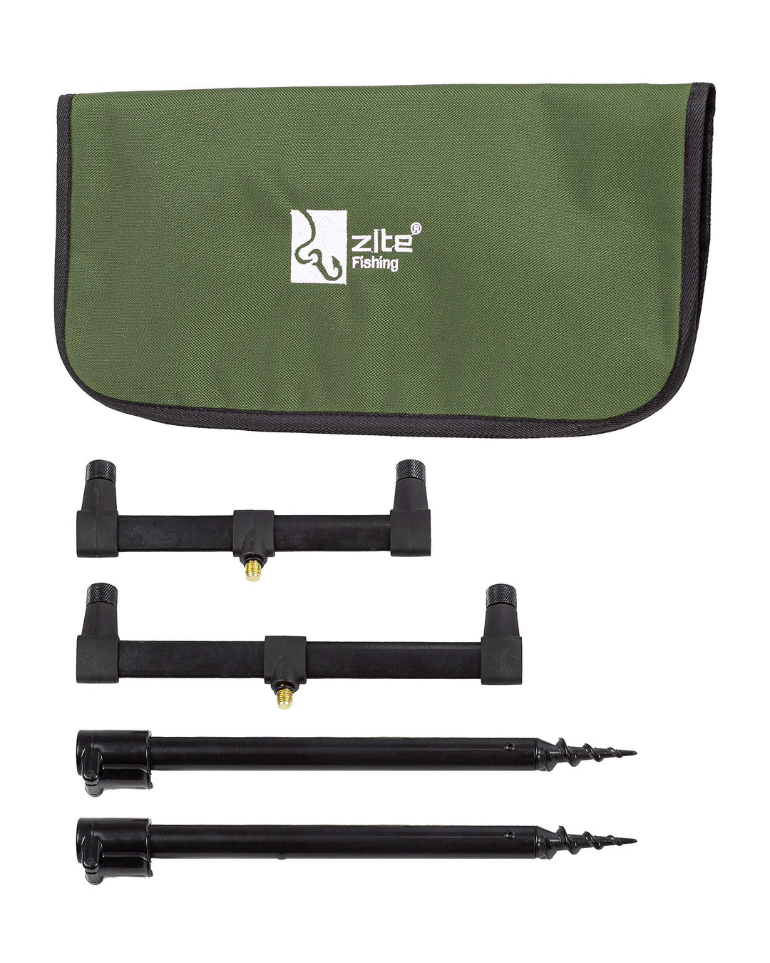 Zite Fishing Ruten-Auflagen Set - Teleskop Bank-Sticks 30-50cm &amp; Buzzer-Bars als Rutenhalter Angel -