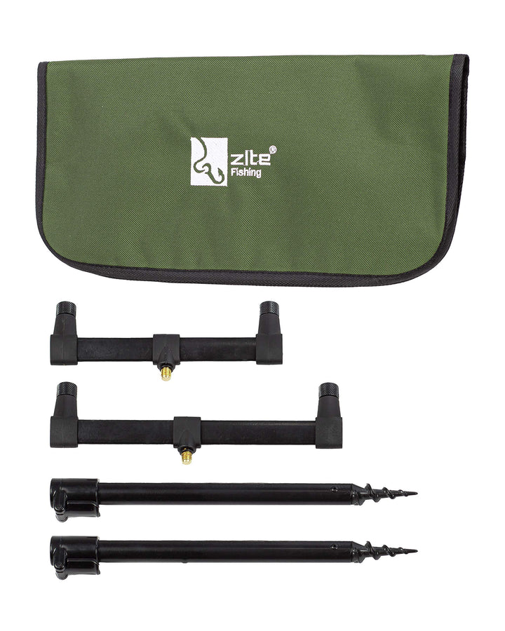 Zite Fishing Ruten-Auflagen Set - Teleskop Bank-Sticks 30-50cm &amp; Buzzer-Bars als Rutenhalter Angel -