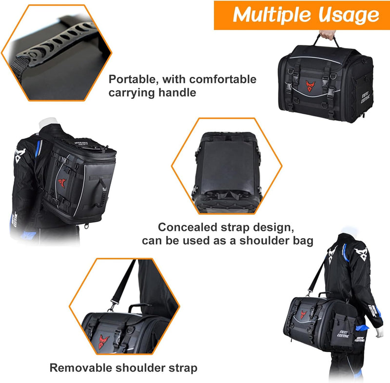 MIGHTYDUTY Motorrad Hecktasche Expandable 45-60L wasserdichte Faltbare Durable Multifunktionale Port