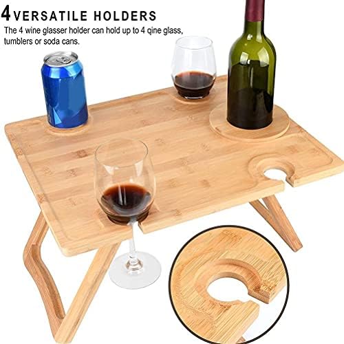 Klappbarer Tragbarer Outdoor Picknicktisch Aus Massivholz Wein und Käse Serviertisch Mit Stabiler Ab