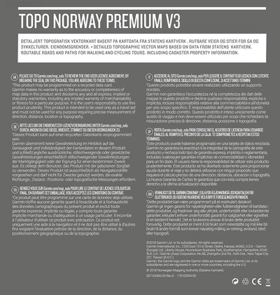 Garmin TOPO Norway Premium v3, 2-Sorost Kartenmaterial, Mehrfarbig, One Size