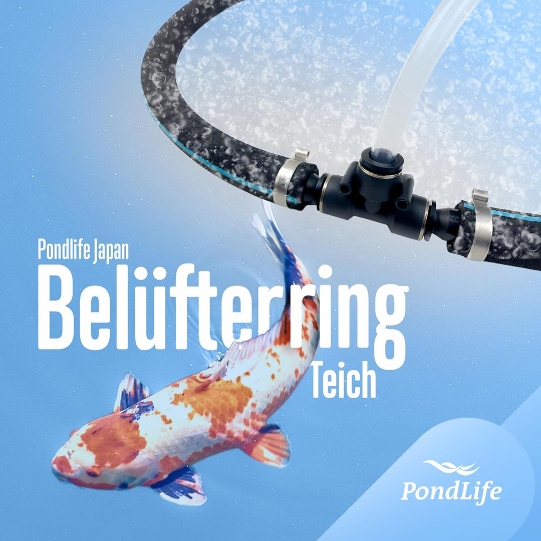Pondlife Japan Belüfterring für Koi Teich, Ø 50 cm, Teichbelüfter mit Luftschlauch, Sauerstoffzufuhr