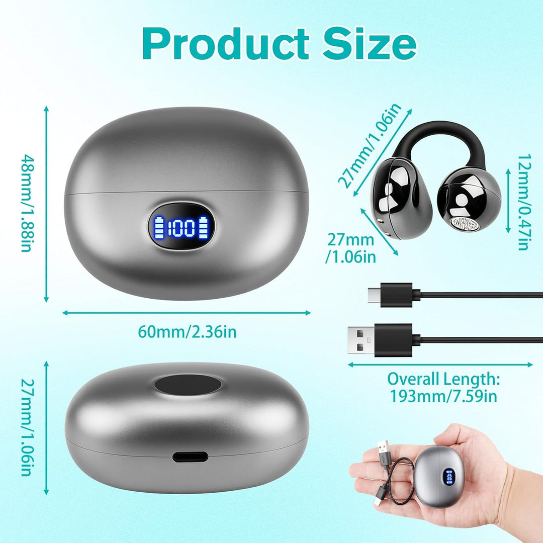 Kabellose Bluetooth Kopfhörer Ohrclip,20H Akkulaufzeit,Bluetooth 5,4 | Wasserdicht,Besonders Leicht,