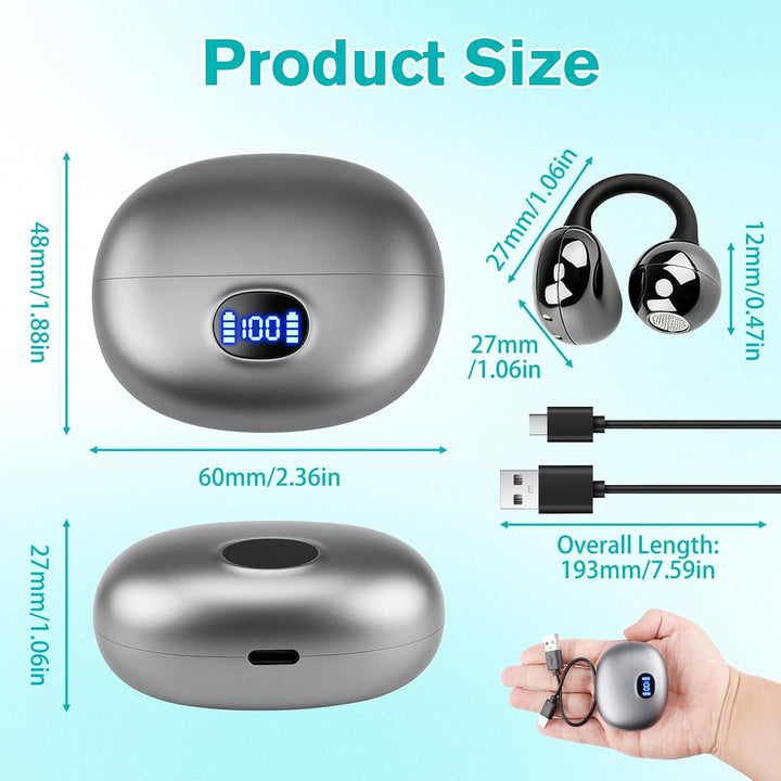 Kabellose Bluetooth Kopfhörer Ohrclip,20H Akkulaufzeit,Bluetooth 5,4 | Wasserdicht,Besonders Leicht,