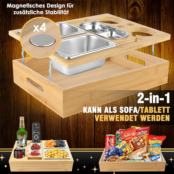 Herenear Couchbar, Snackbox Sofatablett, Couch Bar mit Geschenkbox, Snackspender mit Snackschale, Ge