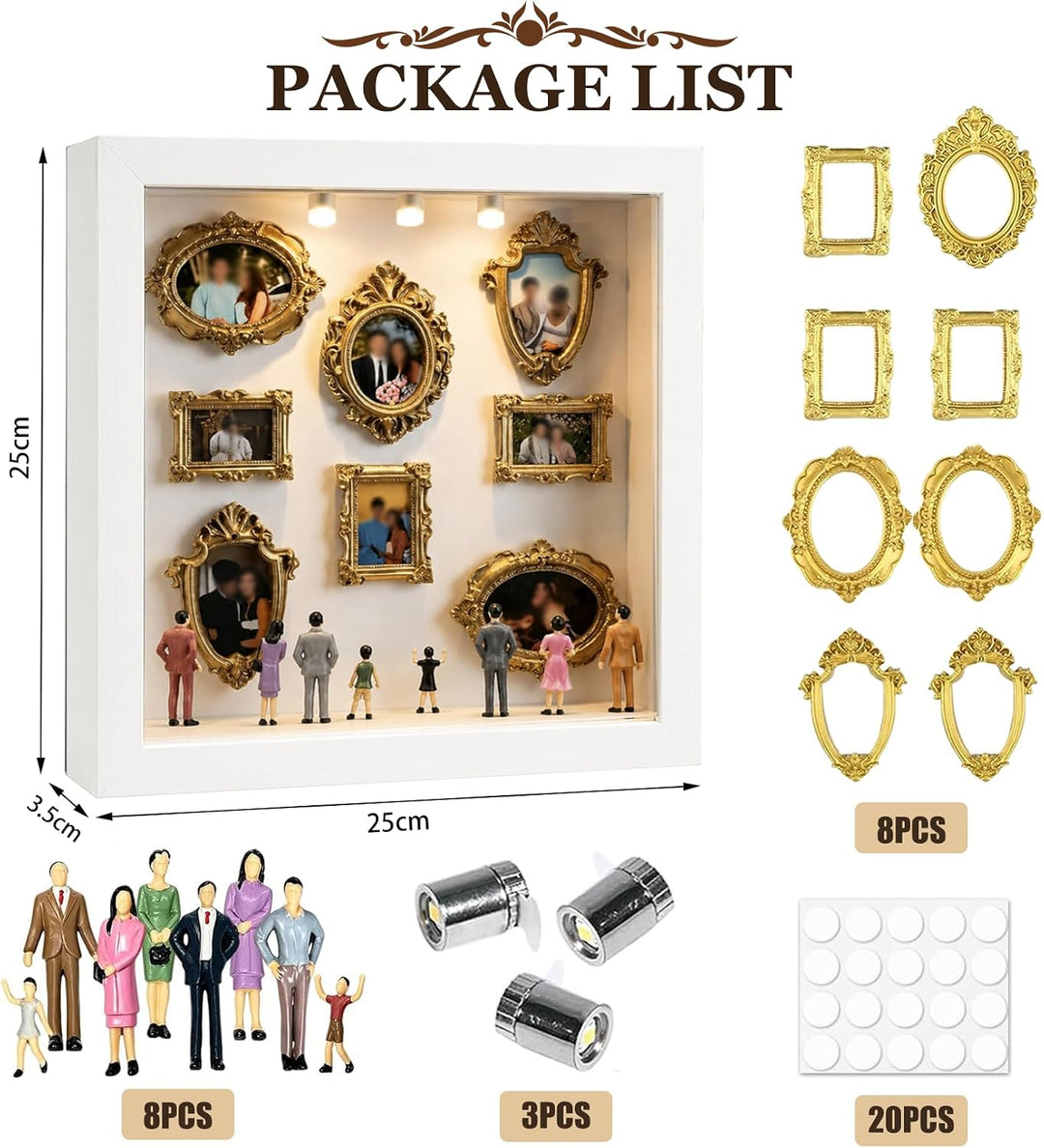 Idota DIY Mini Museum Silhouetten Box mit LED Vintage Bilderrahmen