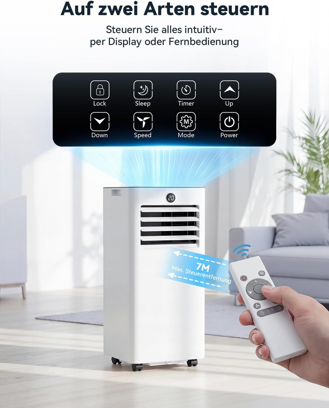 JUMMICO Mobile Klimaanlage 6000 BTU mit Abluftschlauch & Fensterkit, Medium