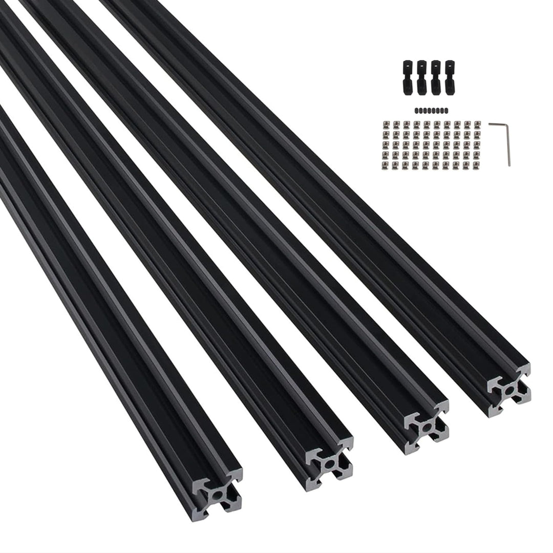 GooEquip 4 Stück 500mm Aluminiumprofil Extrusions 2020 V-Slot Schwarz Europäischer Standard Eloxiert