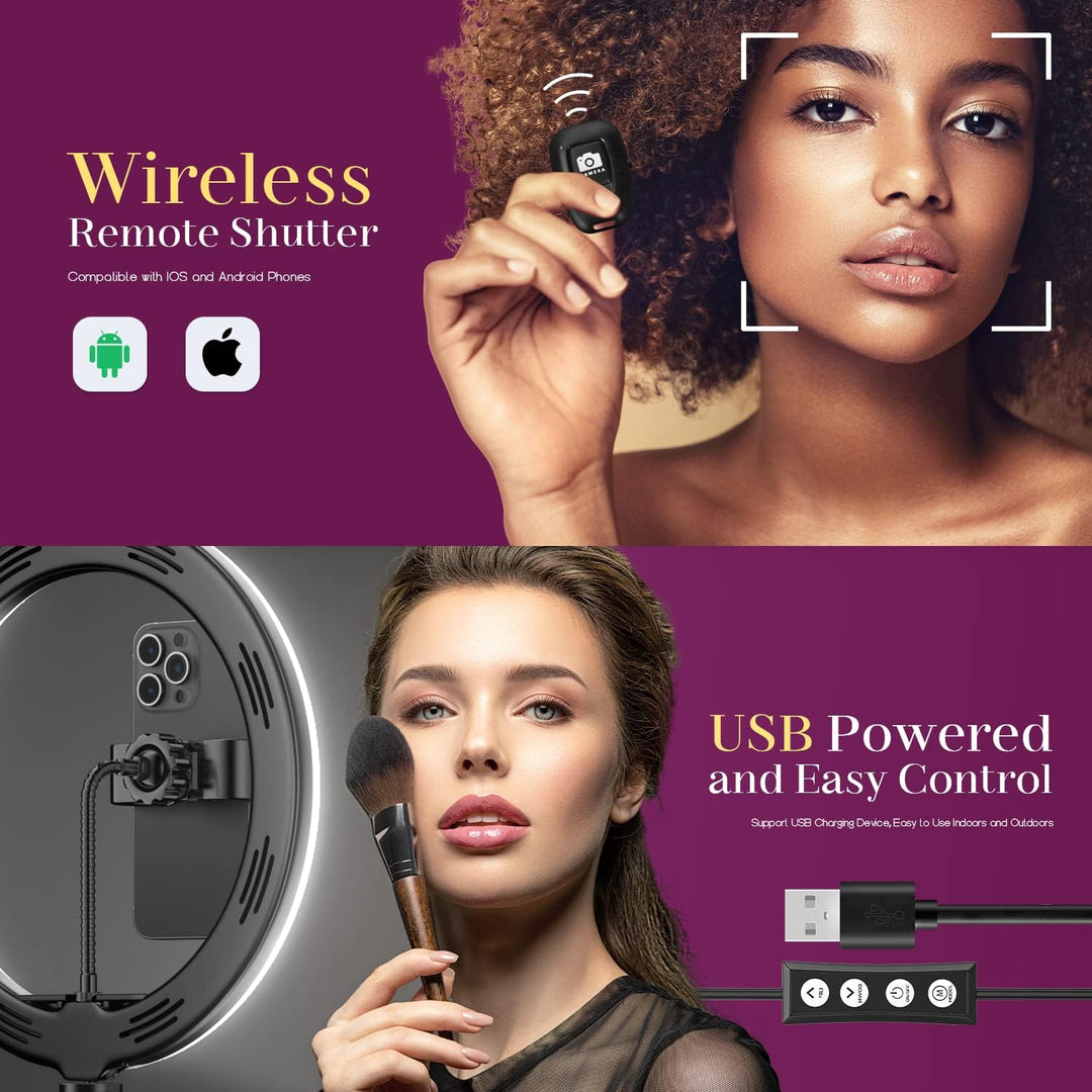 UPhitnis 12 Zoll Ringlicht mit Stativ Handy, Ringlicht mit 63 Zoll Stativ Selfie Ringleuchte mit 3 F