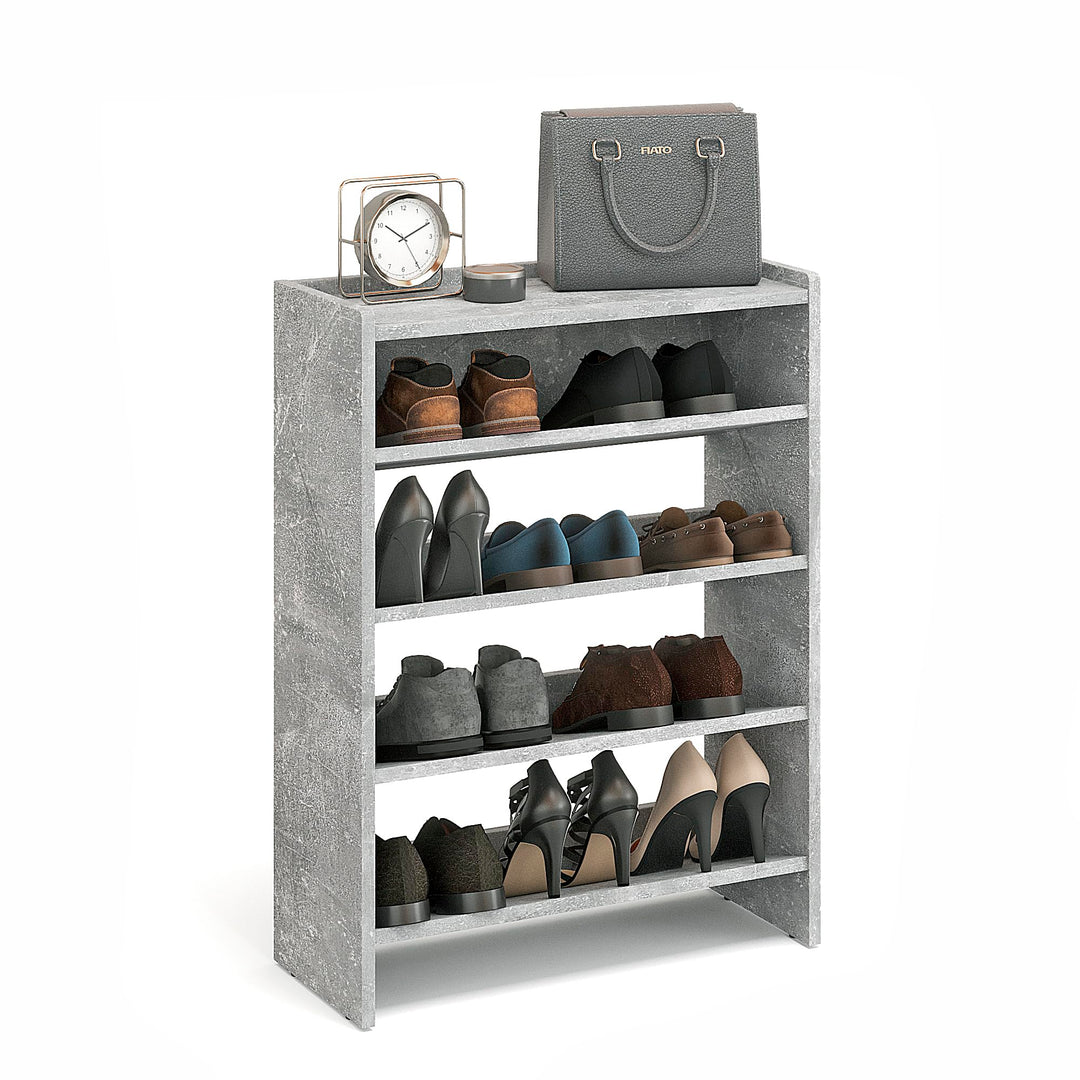 KOMTO Schuhregal Schmal - Schuhablage Flur mit 4 Ebenen Offener Schuhschrank Schuh Organizer Platzsp