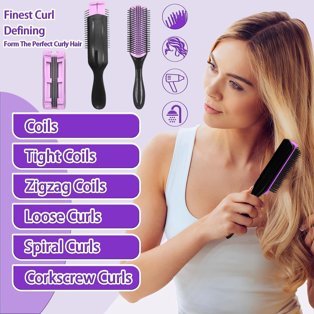 WhaleO Haarbürsten Set Lockenbürste Sleek Bun Bürste Curly Hair Brush Entwirrbürste Stielkamm Toupie