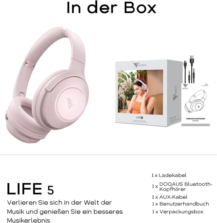 DOQAUS Bluetooth Kopfhörer Over Ear, 70 Stunden Spielzeit,Kopfhörer Kabellos Bluetooth mit 3 EQ-Modi