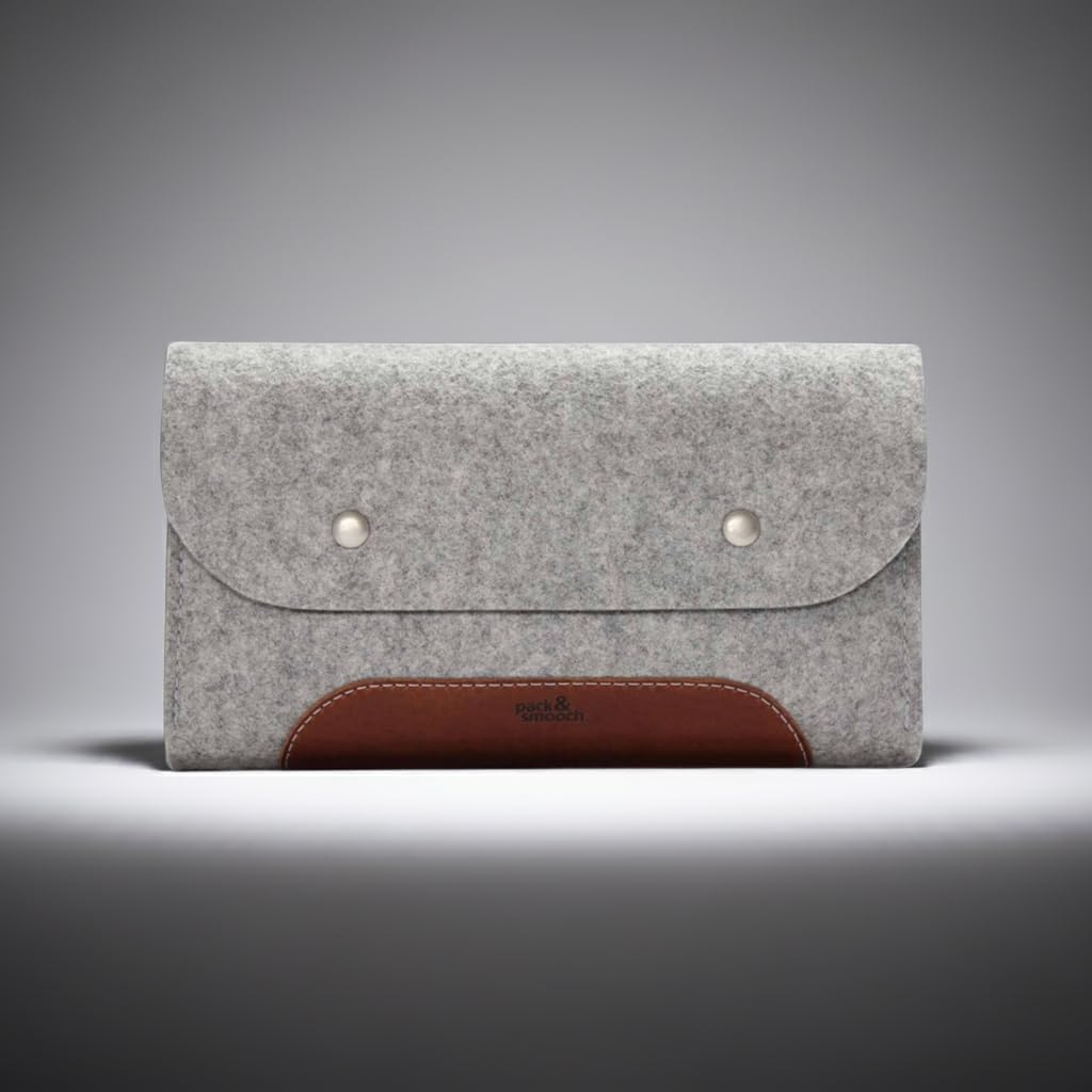 Pack & Smooch MacBook iPad Pro Zubehör Und Kabel Tasche 100% Wollfilz Und Pflanzlich Gegerbtes Leder