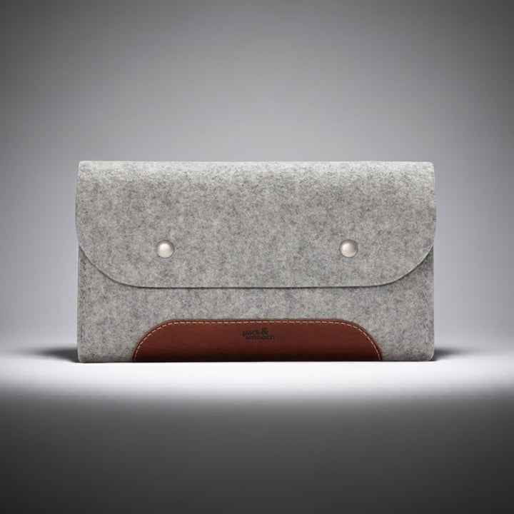 Pack & Smooch MacBook iPad Pro Zubehör Und Kabel Tasche 100% Wollfilz Und Pflanzlich Gegerbtes Leder