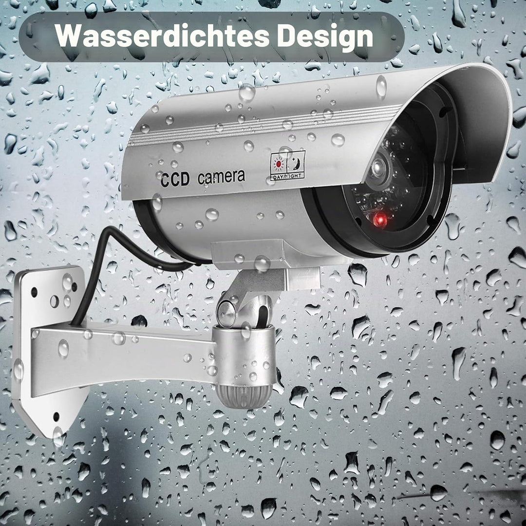 FITNATE 4 Stück Kamera attrappe, Fake Kamera Outdoor, Batteriebetrieben, regenbeständig, CCTV-Überwa