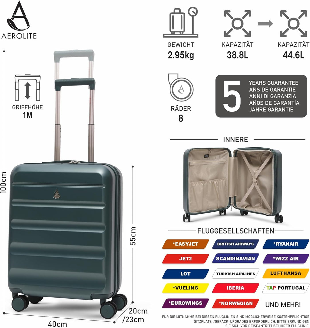 Aerolite Erweiterbar 55x40x20cm auf 55x40x23 cm Lufthansa Eurowings Condor Wizz Air Priorität und me