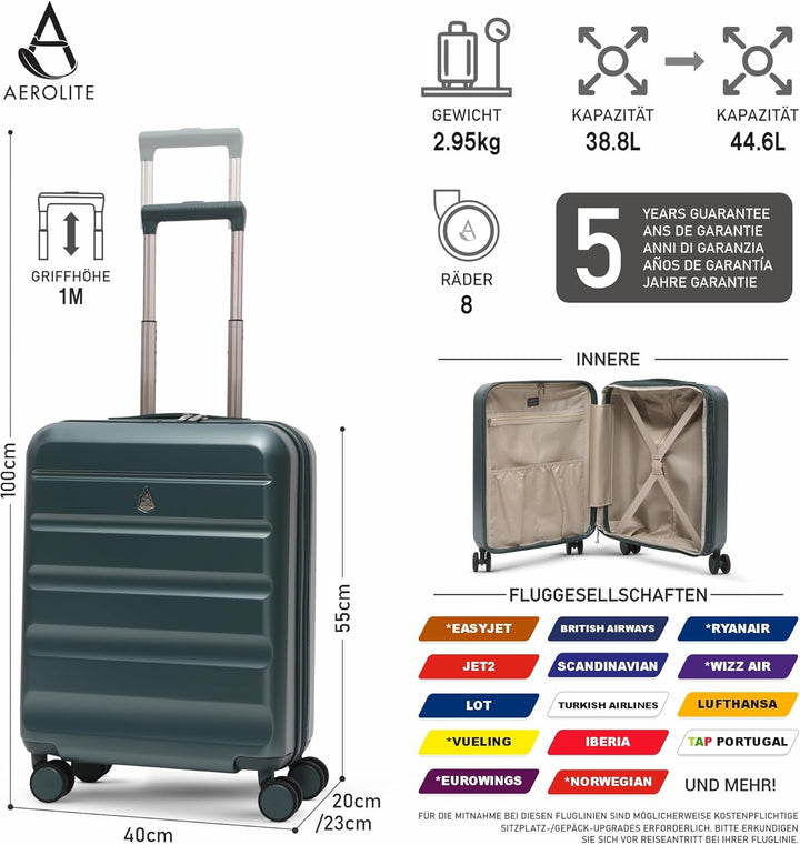 Aerolite Erweiterbar 55x40x20cm auf 55x40x23 cm Lufthansa Eurowings Condor Wizz Air Priorität und me