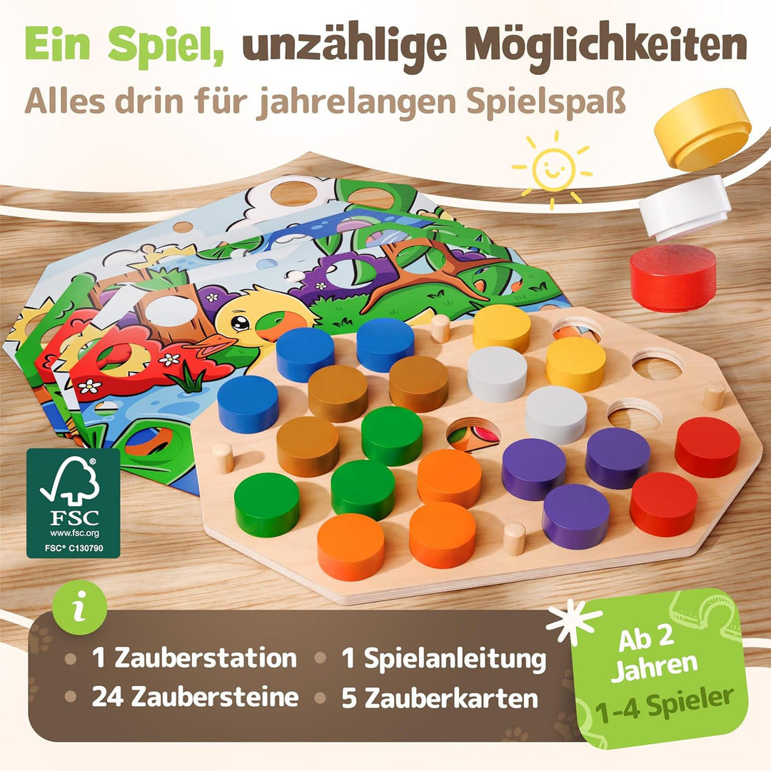 Farblernstation - Farben Lernen Steckspiel ab 2 Jahren - Montessori Spielzeug für Mädchen & Jungen -