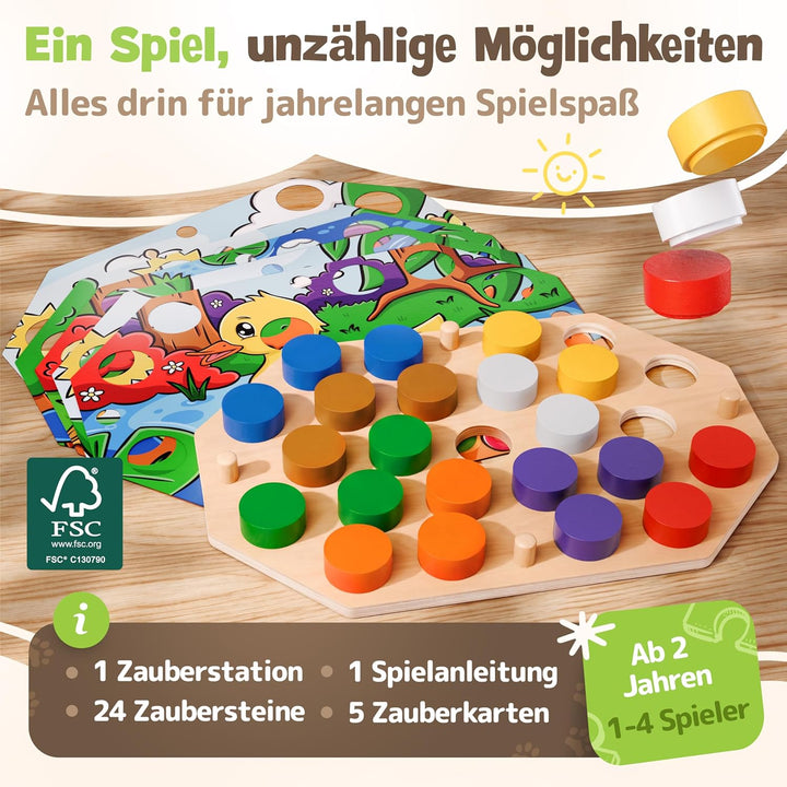 Farblernstation - Farben Lernen Steckspiel ab 2 Jahren - Montessori Spielzeug für Mädchen & Jungen -