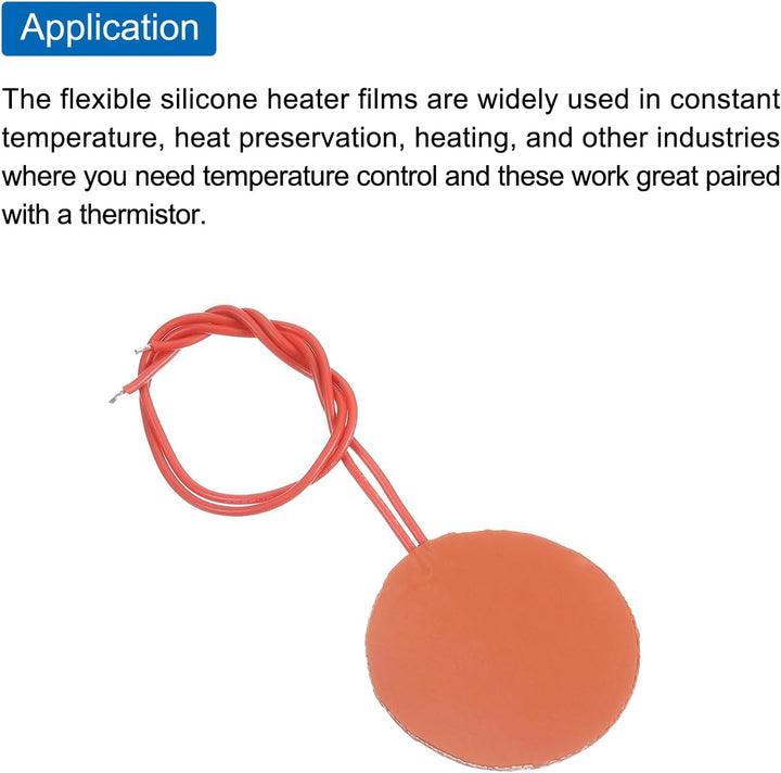 sourcing map Silikon-Heizmatte, 12V 5W Heizfolie Flexible Heizplatte 50mm Heizmatte für konstante Te