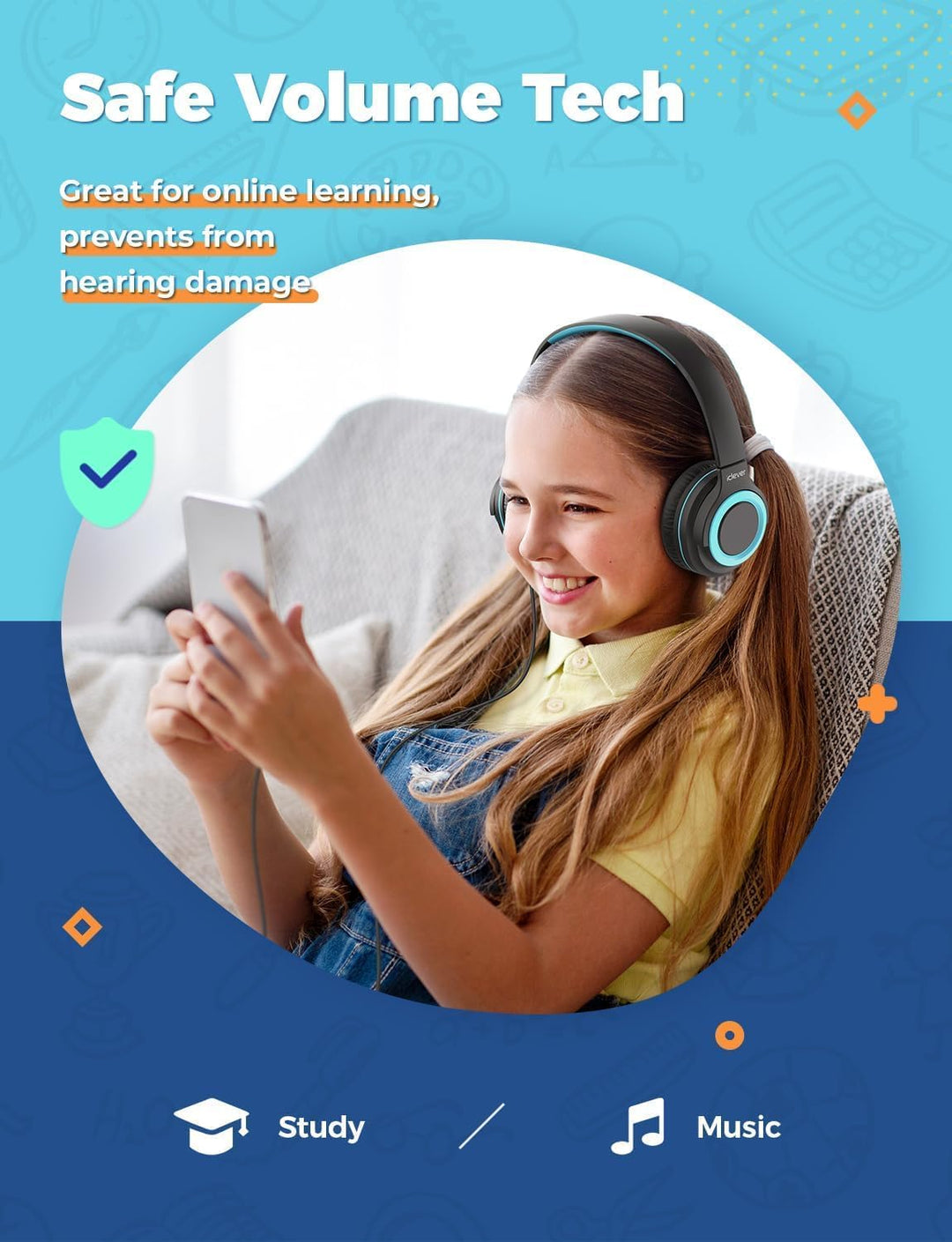 iClever Kinder Kopfhörer mit Sharing Splitter [2 Pack]- 85dBA Safe Volume Limited - HS22 Kopfhörer f