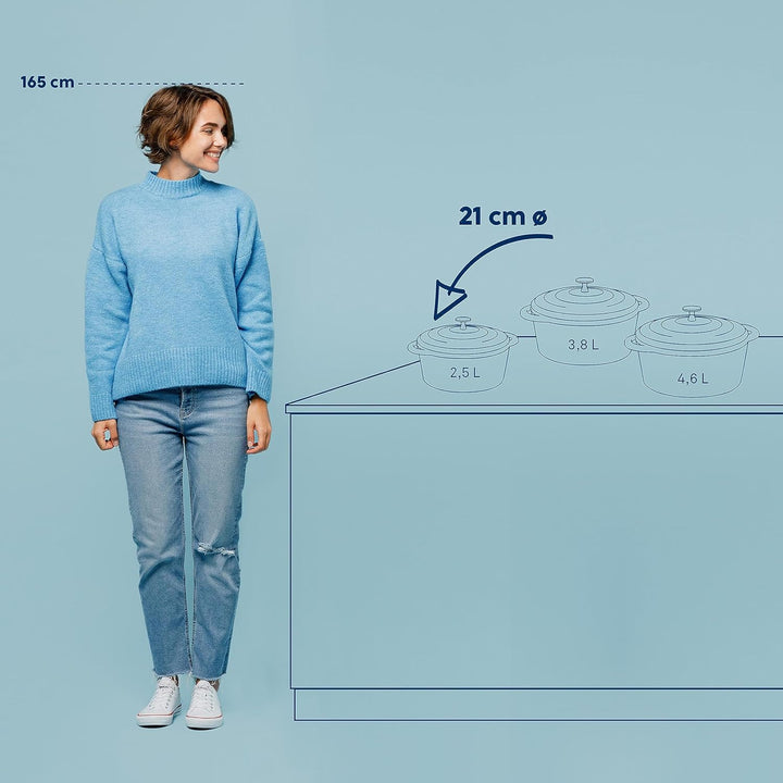 Kela Bräter Calido Gusseisen rot Rund 10cm 21cmØ 2,5l, 21 cm, Rot