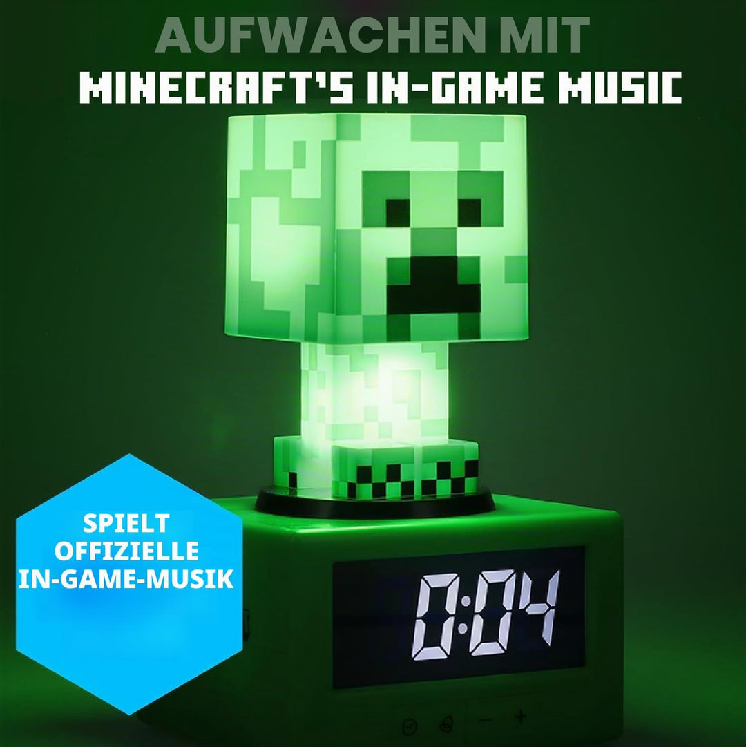 Paladone Minecraft Creeper Wecker - Offiziell Lizenziertes Icon mit Minecraft Musik & Nachtlicht für