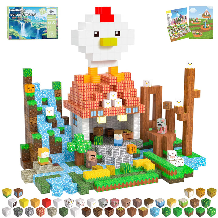 Magnetische Bausteine Bauspielzeug 150 Pcs Magnetbausteine für Kinder Montessori Kreative Spielzeug