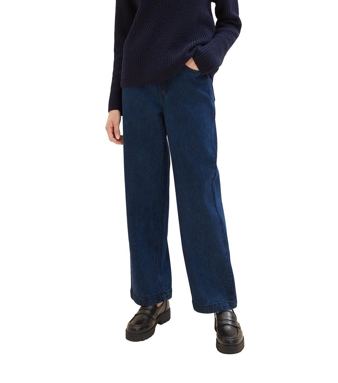 TOM TAILOR Damen High Waist Culotte Jeans mit weitem Bein 28W / 32L 10113 - Clean Mid Stone Blue Den