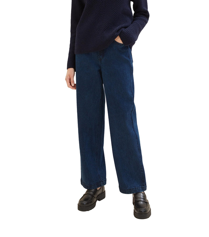 TOM TAILOR Damen High Waist Culotte Jeans mit weitem Bein 28W / 32L 10113 - Clean Mid Stone Blue Den
