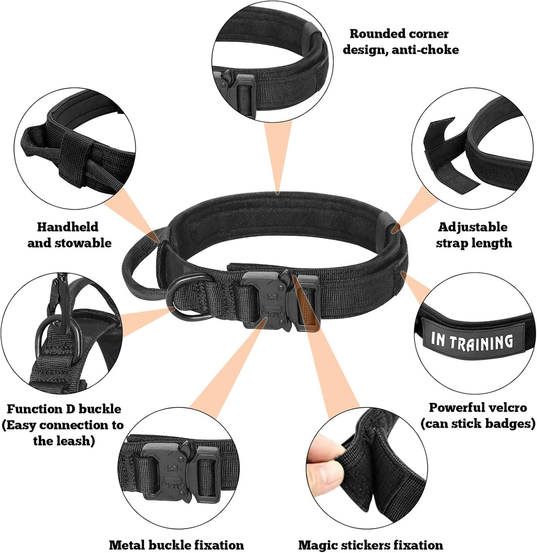 Taktisches Hundegeschirr Hundehalsband und Leine 3 Set - ALLSOPETS Hundegeschirr für Mittel Gross Hu