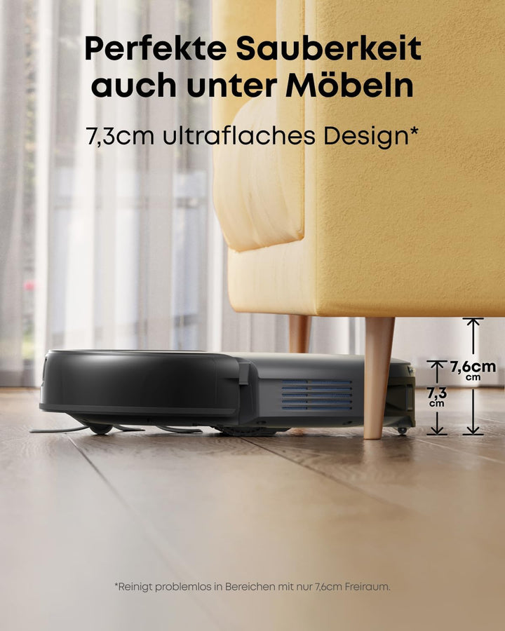 eufy C10 Saugroboter mit Automatischer Absaugstation, 7,3cm Ultraflaches Design, Teppichreinigung, A