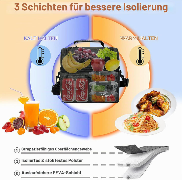 Kato Tirrinia 20L Gross Kühltasche Isoliertasche, Faltbar Picknickkorb Kühlbox mit Flaschentasche 2