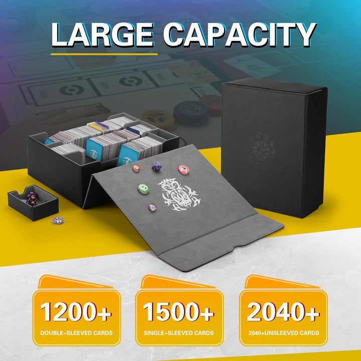 Sammelkarten Aufbewahrungsbox für 1800+ Karten, Magnetische Card Deck Box mit Tragezubehör, Sammelka