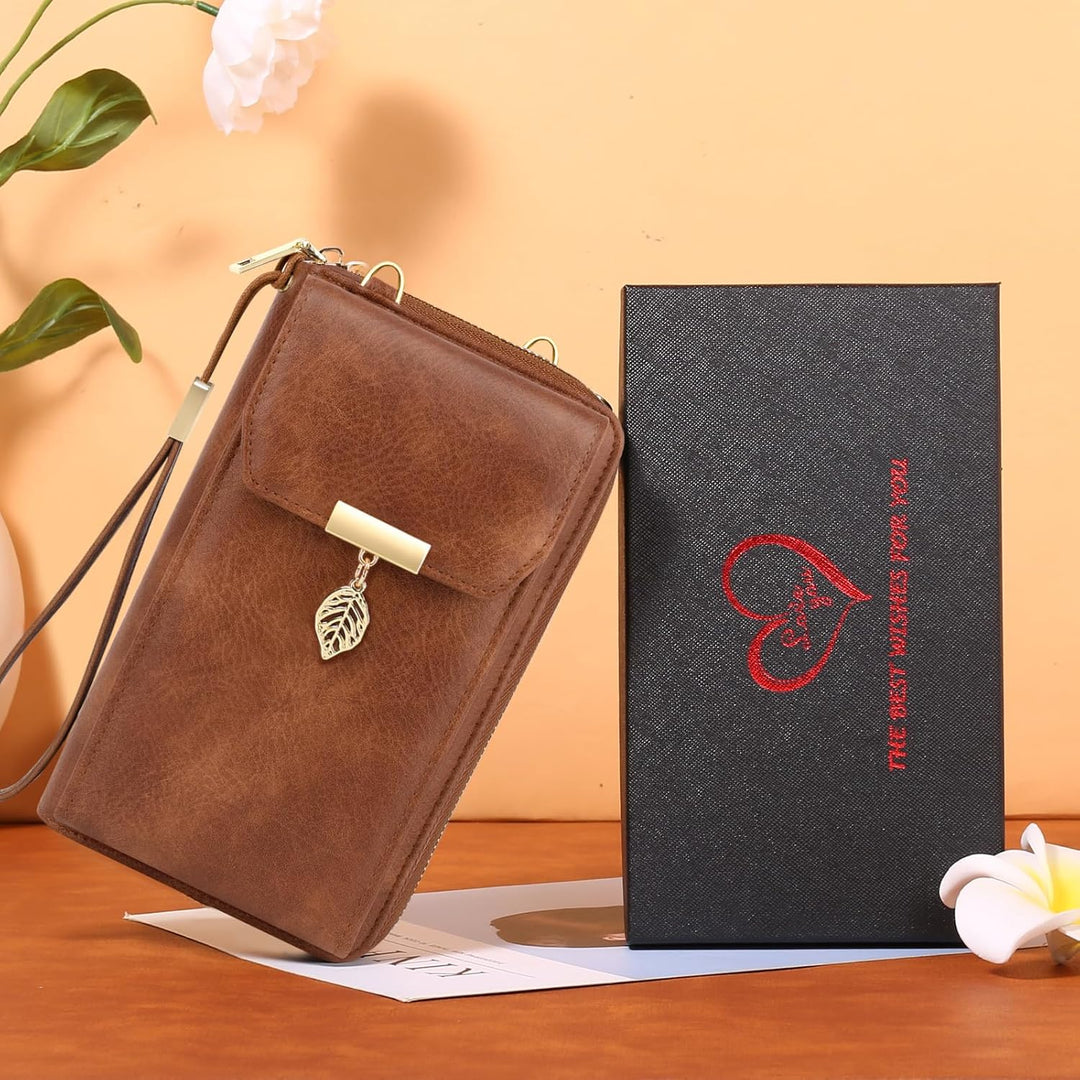 VOBUKE Handytasche mit Geldbörse zum Umhängen RFID Schutz Handy Tasche Damen Umhänge Leder Kleine Ha