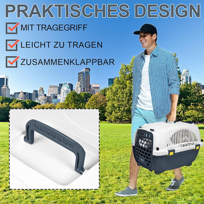 UISEBRT Transportbox für Haustiere - 61 x 37 x37cm Tiertransporter für kleine Hunde & Katzen - Katze