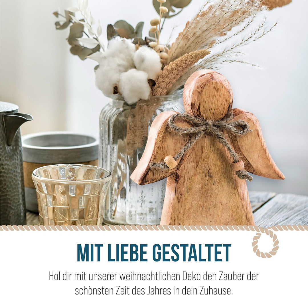 Logbuch-Verlag 3 Holzengel Engel zum Hinstellen Figur Schutzengel Geschenk Deko Geburtstag 15 cm aus