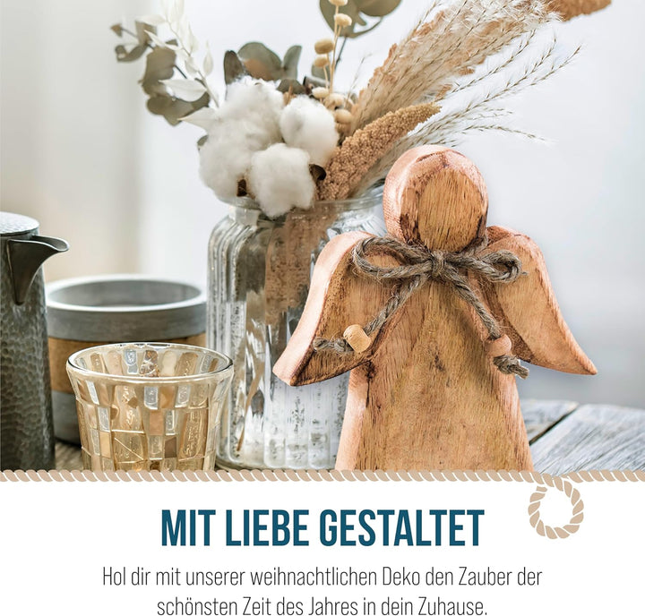 Logbuch-Verlag 3 Holzengel Engel zum Hinstellen Figur Schutzengel Geschenk Deko Geburtstag 15 cm aus