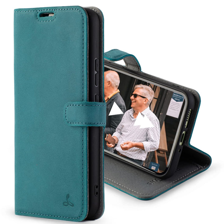 Snakehive Samsung Galaxy A34 Hülle Leder - Stylische Handyhülle mit Kartenhalter &amp; Standfuss - Handy