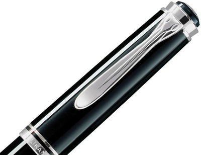 Pelikan Füllhalter Souverän 405, Schwarz, Feder B (breit), hochwertiger Kolbenfüller im Geschenk-Etu